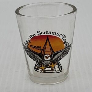 Vintage Six Flags St Louis Fly the Screamin Eagle Souvenir Shot Glass Coaster